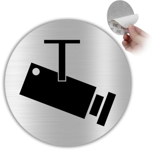 LEIASA | Señal Adhesiva Zona Videovigilada   Diámetro Ø 100 mm   Grosor 0.8 mm   Aluminio   Rótulo de Área Videovigilada   Signo Cámaras de Seguridad   Cartel Adhesivo 3M Zona Vigilada