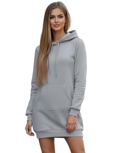 OZONEE Damen Hoodie Kapuzenpullover Lang Sweatjacke Sweatkleid Winterkleid Herbstkleid Kleid Sweatshirt Sweatshirtkleid Kapuzenjacke Kapuzenpulli...