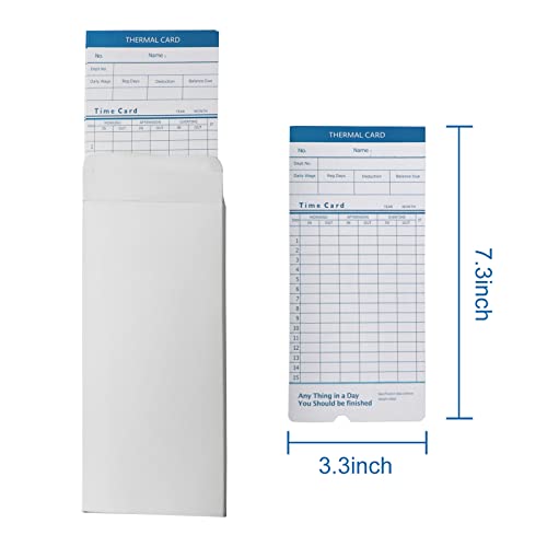 JIAN BOLAND Thermal Paper Time Cards 50pcs,Monthly, 2-Sided,7.3×3.3inches Weekly Employee Time Sheet for Thermal Punch Clock