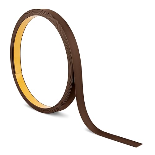 Quest Barra plana de plástico autoadhesivo, longitud: 10 m, molduras, perfil de PVC para construcción y decoración (marrón, 10 m x 40 mm)