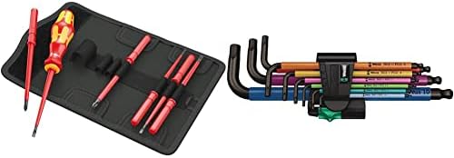 Wera - 5003470001 KK VDE 60i/7 Insulated Interchangeable Blade Pouch Set (SLOT/PH), 7 Piece & Tools 05073593001 950 SPKL/9 SM N SB Long ARM HEX Key Set, One Size, Multi