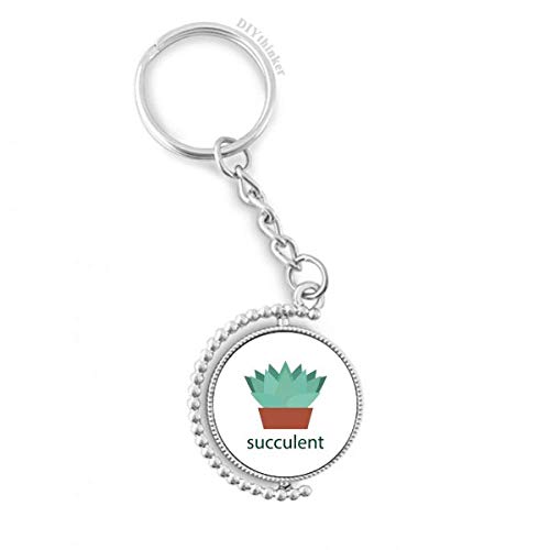 Porte-clés rotatif cactus en pot, le cadeau idéal pour amateurs de succulentes.
