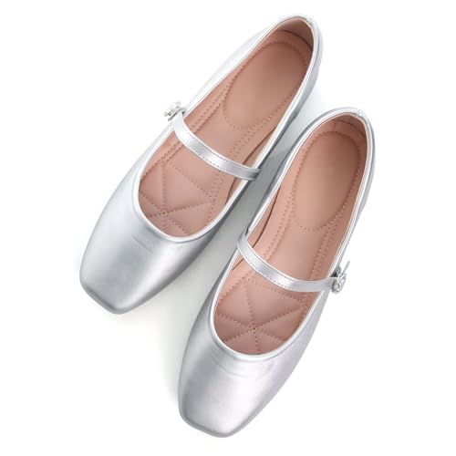 Image of LUXINYU Women's Slip on Flats,Classy Round Toe Solid Classic Mary Jane Ballet Dance Shoes Soft Comfortable PU Flat Shoes