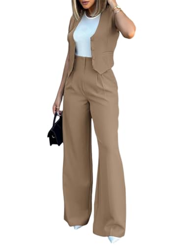 Women’s Suit Set, Sleeveless Top Suit, Clothing Set in Polyester for Spring (S)2