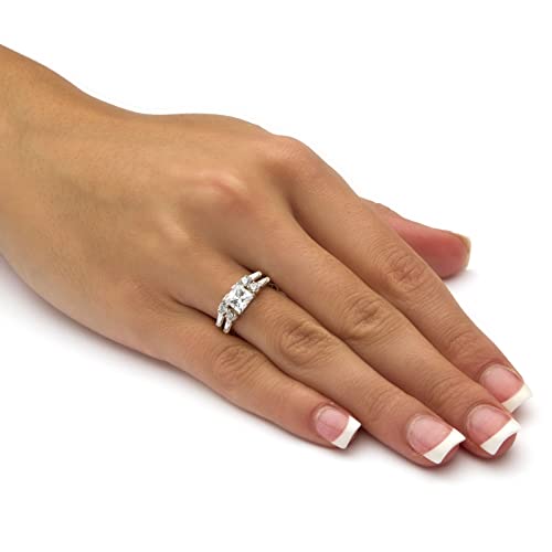 10K Yellow Gold Princess Cut Cubic Zirconia Bridal Ring Set3