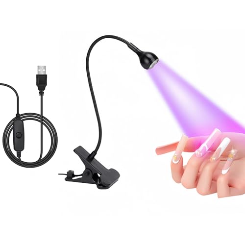 Secador de uñas UV, Lámpara UV de curado con pegamento, luz UV de 3 W, con interruptor de control, lámpara de secado UV, gel de uñas, luz púrpura USB, para el endurecimiento de resina e
