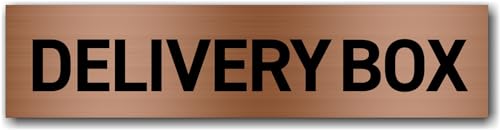 サインプレート 【 DELIVERY BOX 】 ヘアライン ブロンズ (文字色:黒) アクリル2層板 UV対策品 レーザー彫刻 粘着テープ付き 150mm×35mm×1.5mm 長四角 おしゃれ スタイリッシュポスト デリバリーボックス 宅配ボックス 郵