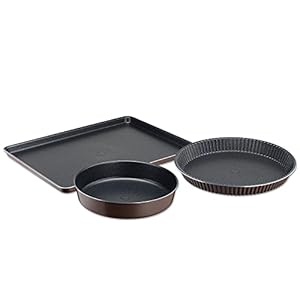 Tefal Perfectbake YY4485FA Set of 3 Tins, 30 cm, 24 cm, Baking Tray 38 x 28 cm, Non-Stick Cake Tin, 100% Recycled Aluminium, Easy Release
