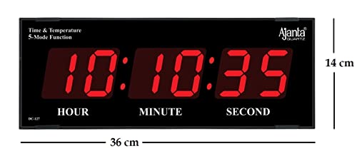 Image of Ajanta Digital Electric Wall Clock for Home and Office (Red 36 X 14 X 3 Cm)(Plastic)