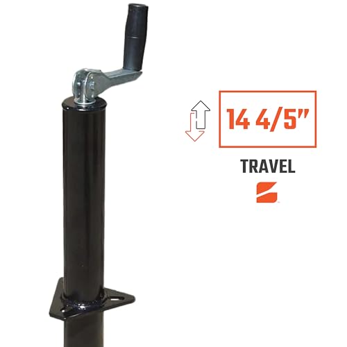 Image of Bastion Distribution Top-Wind A-Frame Trailer Jack | 5000 lb Capacity | Heavy-Duty Manual Crank Jack for RV, Camper, Utility Trailer | Bolt-On Mount | Corrosion-Resistant Steel | BJ-5000TW-1