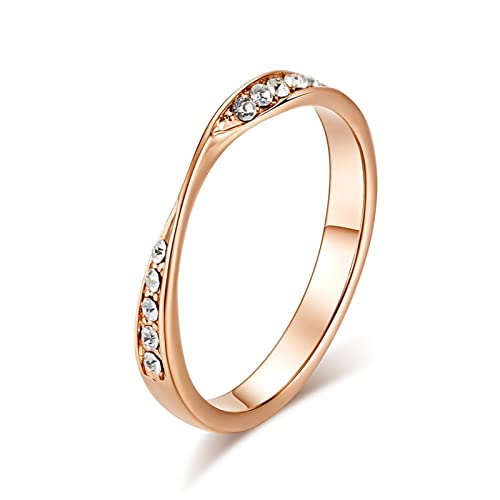 ステンレススチールリング、メンズプロミスリング、メビウスリング、キュービックジルコニア付き 男性用, ジルコニア、ステンレススチール、ローズゴールド, ジルコンなし