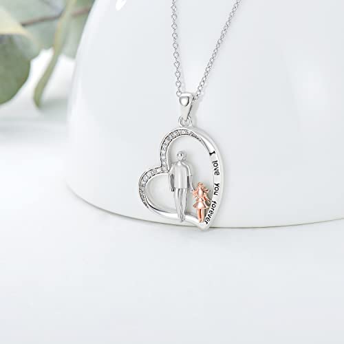 PROESS S925 Sterling Silver Daughter Heart Pendant Necklace from Dad Mom I Love You Forever Jewelry3