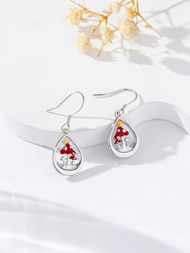 Palpitate Mushroom Earrings for Women 925 Sterling Silver Cute Mushroom Dangle Earrings Jewelry Gifts for Daughter Friends2