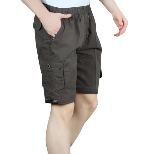 Image of Men Cotton Regular Fit Solid Short | 2 Zipper Pocket | 3 Button Pockets | Versatile Half Pants for Everyday -