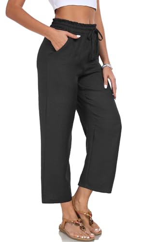 Women Casual Pants Loose High Waist Cropped Palazzo Beach Pants Summer Outfits 2025 Trendy2