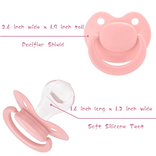 Image of Adult Sized Pacifier Bigshield : Replacement Silicone Paci Big Teat for Anxiety Release - Orthodontic Binky Taken Apart and Re-Assembled Pink