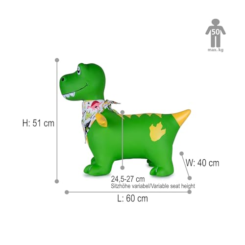 JAMARA 466007 Hüpftier Dino mit Flügel HoppyDoo - Spielzeug für Kinder, Hüpfspielzeug Baby Indoor/Outdoor, Geschenk für Kids, Gartenspielzeug, Pflegeleicht, BPA frei, mit Pumpe
