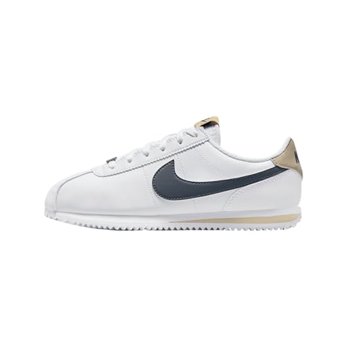 Nike Cortez Big Kids' Shoes (DM0950-114, White/Desert Khaki/Thunder Blue)