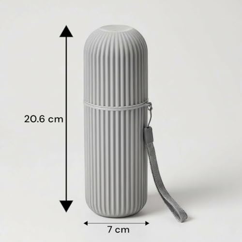 Image of Travel Curry - Travel Toothbrush Cup Case, Portable Toothbrush Holder Case for Traveling, Camping, Business Trip and School, Plastic Toothbrushes Toothpaste Set (Grey)