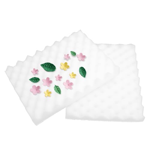 Lot de 2 Tampons en Mousse pour Fondant, Tapis éponge Ondulé, Séchage de Fleurs de Sucre, Plateau en Mousse, Façonnage, Tampon éponge, Tampon de...