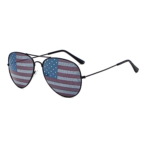 American Flag Glasses USA Flag Mirror Aviator Sunglasses For 4th Of July Independence Day Patriotic For Men Women