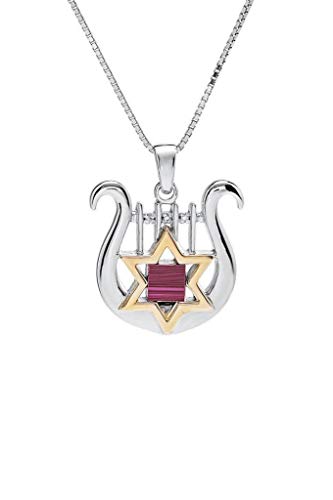 Pendentif Harpe de David en argent et or 9k éclatant