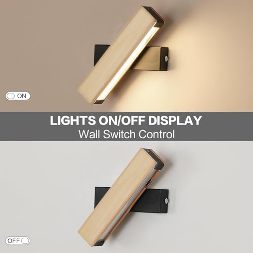 Aplique de pared interior de madera Dorlink giratorio con luz cálida de 3000K 6
