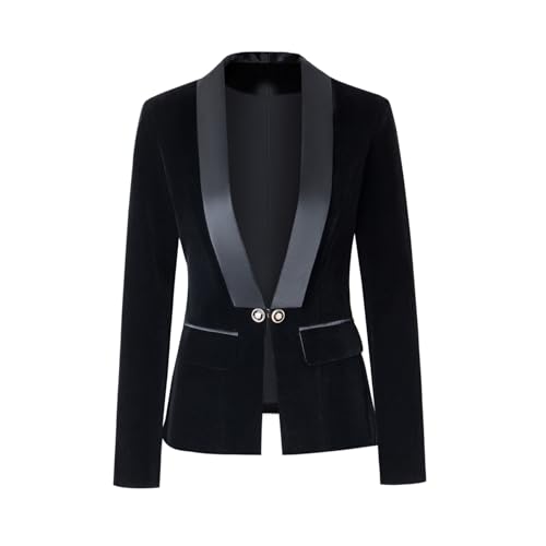 Women's Velvet Suit Blazer Shawl Lapel Tuxedos Jacket for Prom/Business/Casual