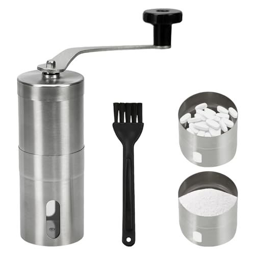 Edelstahl Tablettenmörser zum Drehen, Tablettenzerkleinerer Pulver mit 1Kleine Schwarze Bürste, Zerkleinert Tabletten zu Pulver, Mahlgrad Einstellbar Pillenmörser,Mörser für Medikamente,Tablettenmühle Edelstahl Tablettenmörser zum Drehen, Tablettenzerkleinerer Pulver mit 1Kleine Schwarze Bürste, Zerkleinert Tabletten zu Pulver, Mahlgrad Einstellbar Pillenmörser,Mörser für Medikamente,Tablettenmühle