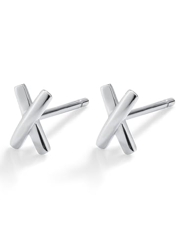 Image of Solid 925 Sterling Silver Stud Earrings for Women & Men, Hypoallergenic 18K Gold Plated & Silver Small Studs, Minimalist Elegant Earrings for Birthday, Party, Daily Gift
