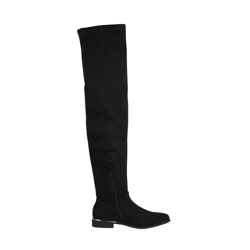 Elara Damen Stiefel Overknees Wildlederoptik Chunkyrayan