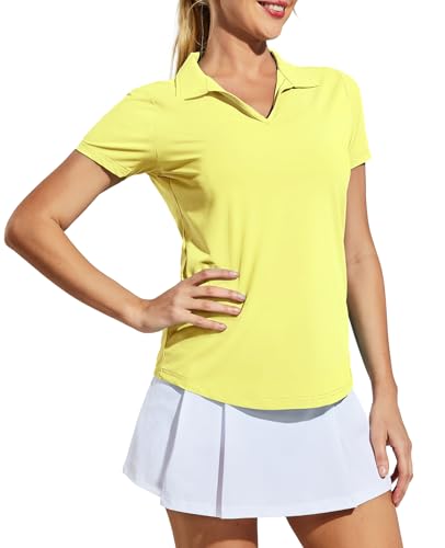 Image of MIER Women's Golf Polo Shirts Collared V Neck Short Sleeve Tennis Shirt, Dry Fit, Moisture Wicking