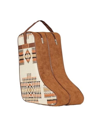 Twister Boot Bag, Camel with Southwestern Diamond Pattern, Nylon Handles and Gussets