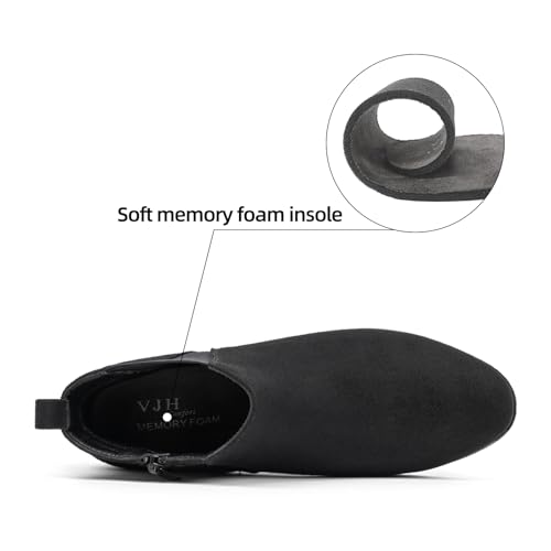 VJH confort Women's Chelsea Ankle Boots Low Heel Fashion Almond Toe Dress Booties with Side Zipper3