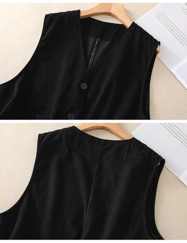 IDEALSANXUN Womens Linen Vest Tops Spring Summer Casual Button Down Sleeveless Blazer Jackets4