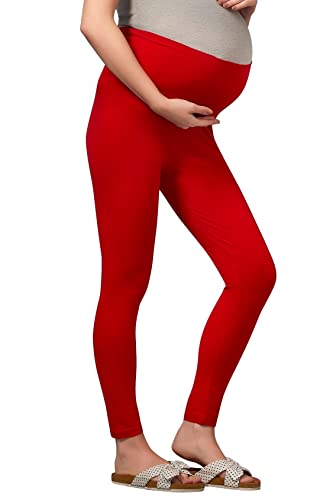 Image of Women's Cotton Lycra Over The Belly Maternity Leggings for Pregnant Women for Pre & Post Pregnancy