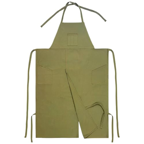 Delantal de cerámica, bata impermeable | Delantal de lona impermeable con corte de pierna dividida y 3 bolsillos para alfareros, cocina, manualidades, jardín