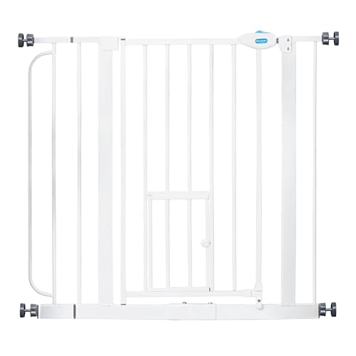 Carlson 29.5–36.5” Extra Wide Dog Gate with Small Pet Door, Walk-Through Pressure Mounted Metal Indoor Pet Safety Gate, Tested and Trusted by Pet Parents, American Designed, American Owned