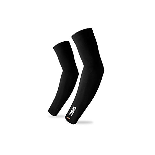 226ERS - Arm Warmers, Mangas de Compresión, para Deportistas, Manguitos Ciclismo, para Proteger los Brazos, Ropa para Hombre y Mujer, para Actividades al Aire Libre, Color Negro - Talla s