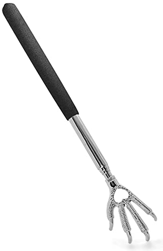1x teleskopischer Rückenkratzer - Rückenkrauler - Ausziehbarer Kratzer für Kopf und Rücken Kratzhand Rückenmassage 58cm Reichweite - Adlerklaue - Schwarz Cover