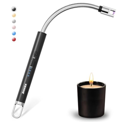 VEHHE Lichtbogen Feuerzeug Elektrisch, USB Aufladbares Elektro LED-Display Stabfeuerzeug Langer Flexibler Hals Geeignet für...