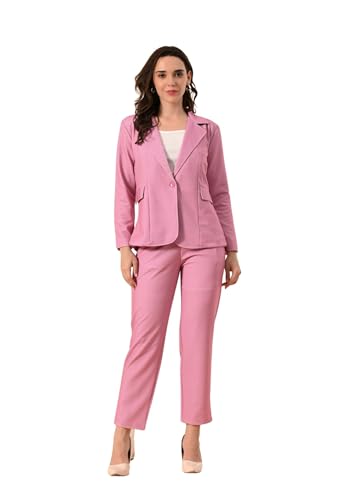 Image of Women's 3-Piece Cotton Blend Suit Set - Formal Blazer, High-Waist Pants & Camisole Top | Elegant Office Wear & Business Attire for Work, Meetings, and Events