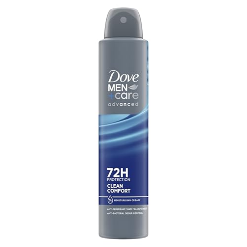 Dove Men+Care Advanced Clean Comfort Anti-Perspirant Aerosol Deodorant Spray with Anti-Odour technology & moisturising cream for 72 hour protection against sweat and odour 200 ml