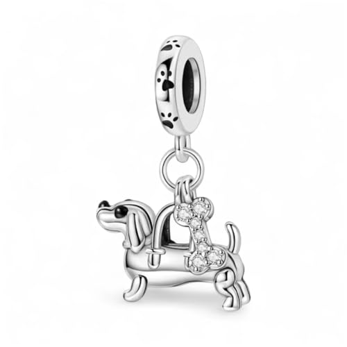 Abalorio Teckel plata ley 925 compatible pulsera Pandora dije perro salchicha 2