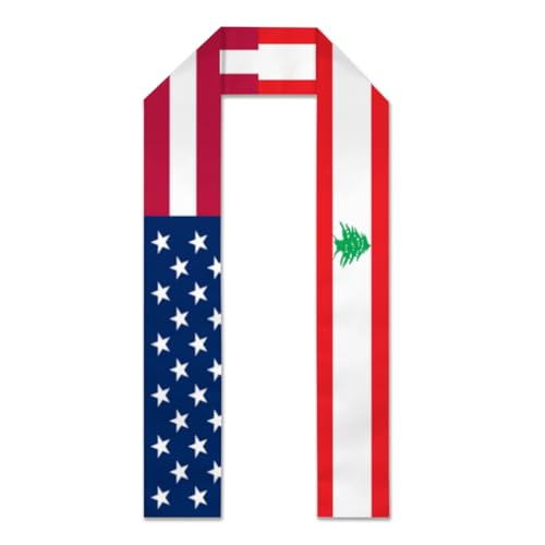 America Flag and Lebanese flag Graduation Sash,Graduation Stole Scarf Gifts for International Student