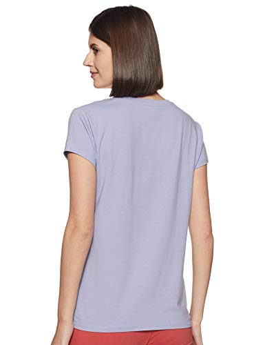 Image of Enamor Short Sleeve Regular Length Pull On Basic V Neck T-Shirt for Women - Slim Fit, Soft and Breathable Stretch Cotton - E067