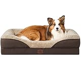 EHEYCIGA Orthopädisches Hundebett Mittelgroße Hunde, 104x68x18.5cm, Memory Foam Waschbar und Wasserdicht Hundekorb mit 4 Rändern, Hundesofa Hundecouch rutschfest, Braun