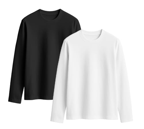 Image of JUNEBERRY Cotton Round Neck Regular Fit Solid Core Full Sleeve T-Shirt Combo for Women & Girls (Pack of 2) (Available Colors: Black, White, Navy, Green,Swanwhite & Cork)