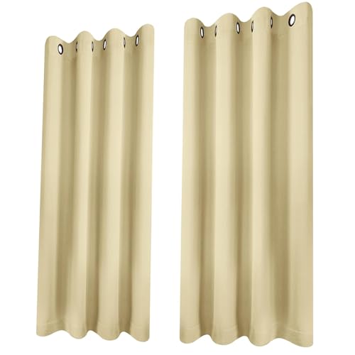 Rideaux isolants thermiques opaques de maison tissu doux beige 190 x 80 cm - 2