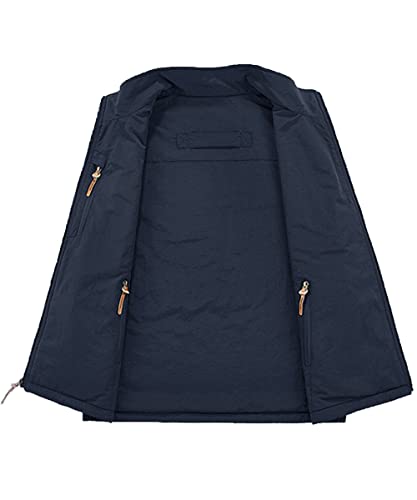 M2C Men's Reversible Fleece Lined Vest Windproof Zip Up Work Safari Sleeveless Jacket Navy Xxl #TOP2